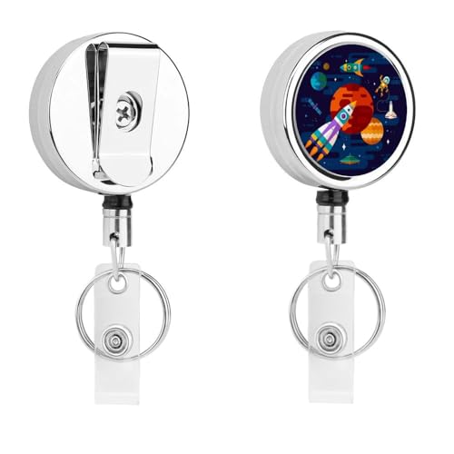 Rakete Einziehbarer Schlüsselanhänger Ausweishalter Ausweisrolle Schlüsselring Retractable Badge Reel 5.5x4cm von MQRBFLM