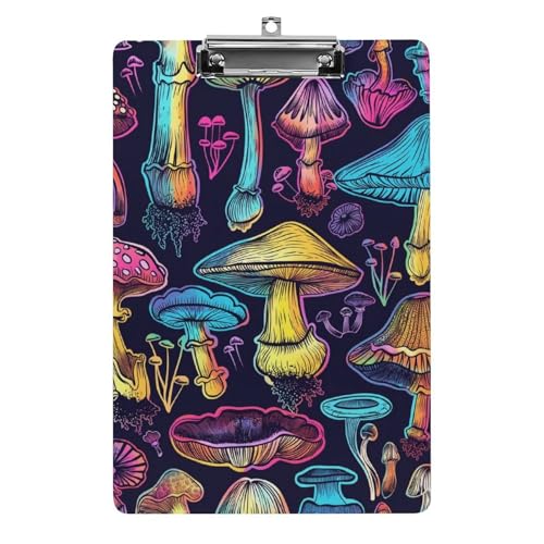 Acryl Klemmbretter Colorful Mushrooms Muster Office File Folders Platte Klemmbrett Für Das Schreiben Malerei von MQSSYOA