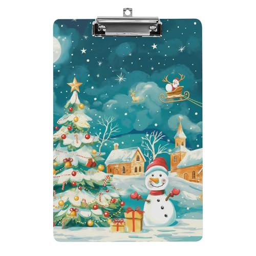 Acryl Klemmbretter Fröhlicher Weihnachtsbaum Schneemann Niedliche Landschaft Office File Folders Platte Klemmbrett Für Das Schreiben Malerei von MQSSYOA