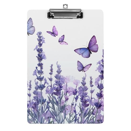 Acryl Klemmbretter Lavendelblüten Und Schmetterlinge Lila Office File Folders Platte Klemmbrett Für Das Schreiben Malerei von MQSSYOA