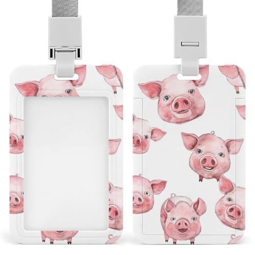 Id-Kartenhalter Arbeitsschildhalter Mit Lanyard Niedliche Schweine Aquarellmuster Id-Kartenhalter Arbeitsschildhalter Mit Lanyard von MQSSYOA