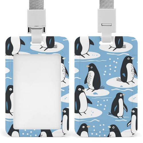 Id-Kartenhalter Arbeitsschildhalter Mit Lanyard Niedliche Tier Pinguine Muster Id-Kartenhalter Arbeitsschildhalter Mit Lanyard von MQSSYOA