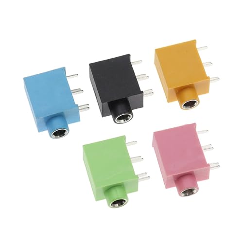 100PCS PJ215 PJ-325 3.5mm Five colours Stereo Headphone Connector Adapter Power Plug Audio Video Jack Socket Plug MQXFCZUX(20 x 5 colours) von MQXFCZUX