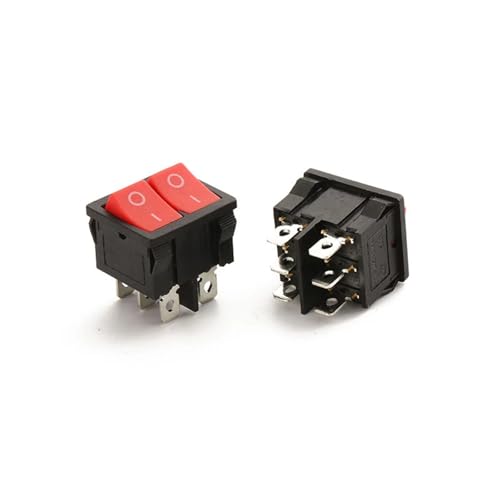 ON-OFF Dual Button Rocker Switch KCD1 21.5 * 24 Toggle Rocker Switch Latching 2 Position Power Control Switch MQXFCZUX(ON-OFF Red LED,12V) von MQXFCZUX