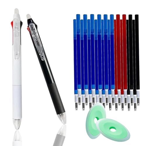 MROOFUL Kreatives 3-in-1-Gelstift-Set, feine Spitze, 0,5 mm, einziehbare Kugelschreiber, Büro, Schule, Schreibwaren (2 Stifte + 20 Nachfüllungen + 2 Radiergummi) von MROOFUL