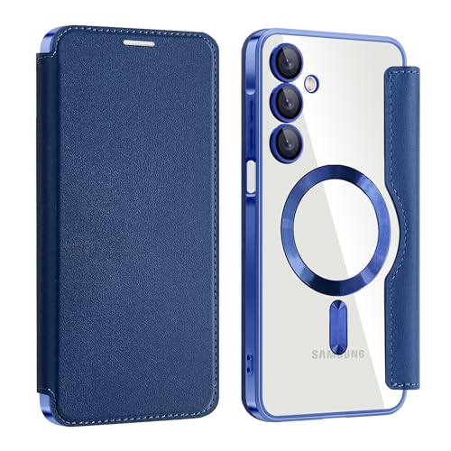 MRRSIWEI Schutzhülle für Samsung Galaxy A36 mit Kartenhalter, stoßfest, stilvoll, PU-Leder, magnetisch, Flip-Cover mit Kartenhalter, Business-Blau von MRRSIWEI