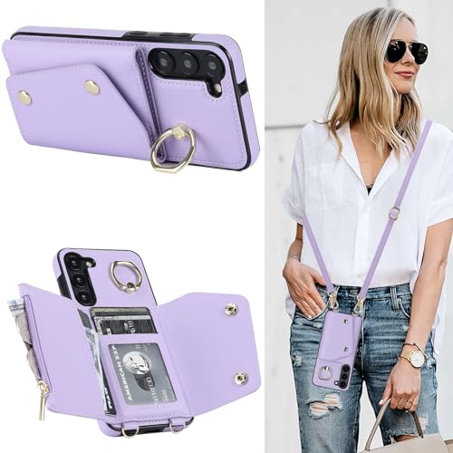 MRRSIWEI Schutzhülle für Samsung Galaxy S23 Plus / S23+ für Damen, Crossbody-Brieftaschen-Schutzhülle mit Kreditkartenfach, Umhängeband, stoßfest, Brieftasche, Ständer, für Samsung Galaxy S23 Plus, von MRRSIWEI