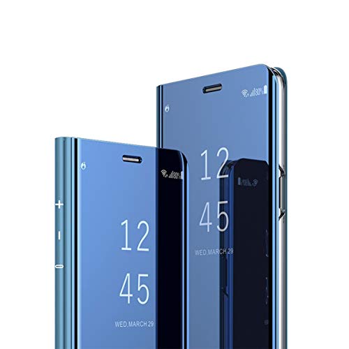 MRSTER Samsung Galaxy A51 Spiegel-Schutzhülle mit Klappdeckel, Spiegel Smart View Standing 360 ° Schutzhülle für Samsung Galaxy A51, Flip Mirror: Blau von MRSTER