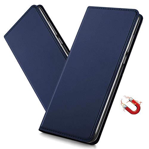 MRSTER Sony Xperia 5 Hülle, Sony Xperia 5 Tasche Leder Schutzhülle, Handyhülle mit Magnetverschluss, Standfunktion und Kartenfach für Sony Xperia 5. DT Blue von MRSTER