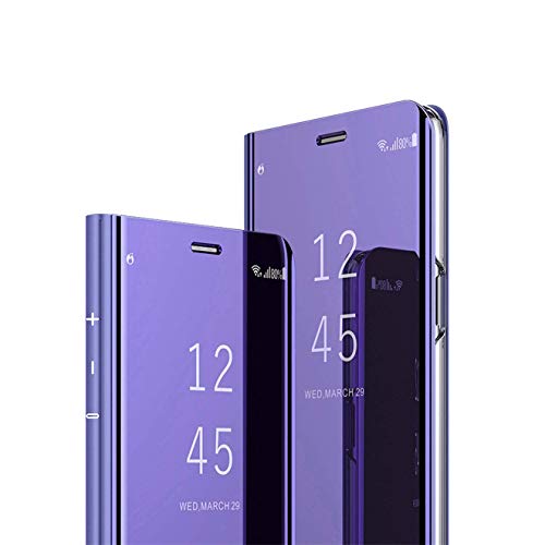 MRSTER iPhone SE 2020 Hülle Clear View Standing Cover, Spiegel Handyhülle Schutzhülle Flip Case Schutz Tasche mit Standfunktion 360 Grad hülle für das Apple iPhone SE (2020). Flip Mirror: Purple von MRSTER