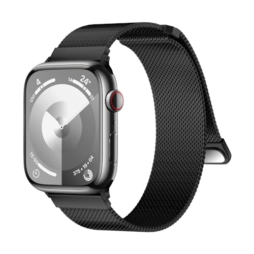 MRVOEBC Edelstahl Armband Kompatibel mit Apple Watch Ultra 49/45/44/42mm 41/40/38mm, Magnetisch Ersatzarmbänder Kompatibel mit iWatch Series 9/8/7/6/5/4/3/2/1/SE (41/40/38mm, Schwarz) von MRVOEBC