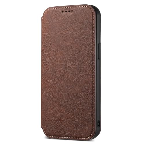 Brieftaschenhülle Für iPhone 16 Pro Max/ 16Plus/ 16Pro/ 16, Ultradünne Hülle Mit Kabelloser Ladetelefonhülle Flip-Lederhülle(Braun,16 Pro Max) von MSBEAN