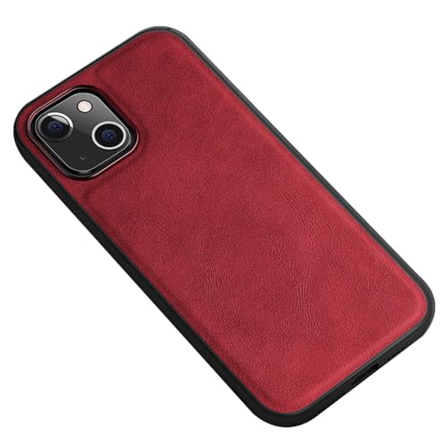 DünneHülle für iPhone 16 Pro Max/16 Pro/16 Plus/16, Kratzfest Leder Handyhülle KameraSchutz Retro Geschäftlich Handytasche,Rot,16 von MSBEAN