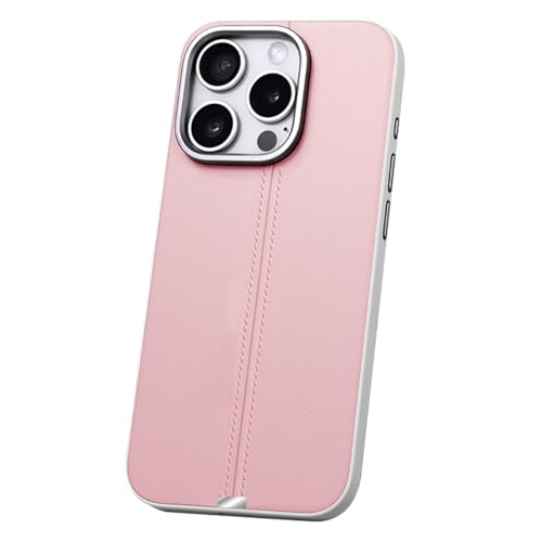 Magnetische Hülle für iPhone 16 Pro Max/16 Pro/16 Plus/16, Ultradünne Leder Handyhülle mit KameraSchutz Kabelloses Laden Handytasche,Rosa,16 Plus von MSBEAN