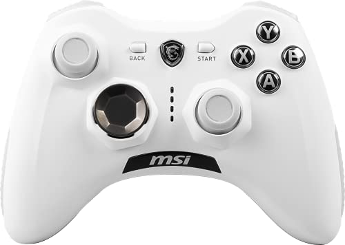 MSI FORCE GC30 V2 WHITE Kabelloser PC Gamepad Controller - 2,4 GHz, 600mAh Li-Ion Akku, austauschbare D-Pad Abdeckungen, zwei Vibrationsmotoren, USB 2.0 - weiß, kabelgebunden/kabellos von MSI