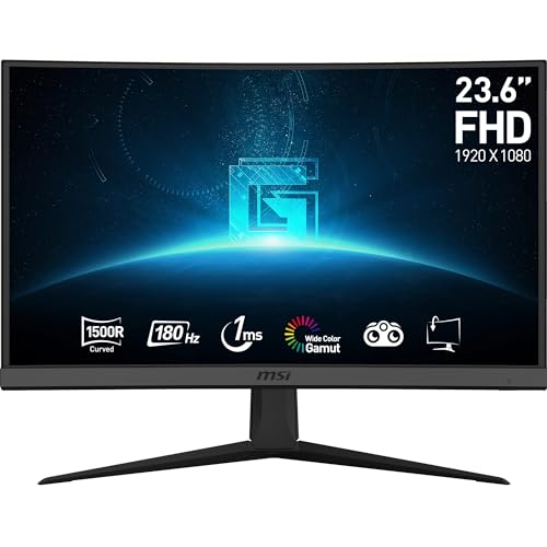 MSI G24C6 E2 Curved Gaming PC-Monitor 23,6 Zoll Full HD – VA 1500R, 1920 x 1080, 180 Hz / 1 ms, 16:9, FreeSync Premium – HDMI 2.0b, DisplayPort 1.2a von MSI