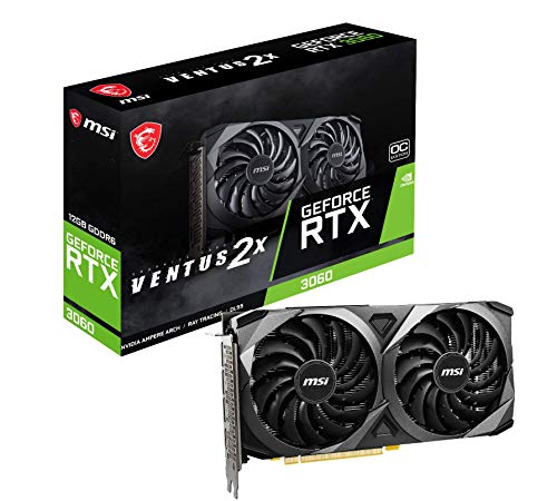 MSI Gaming GeForce RTX 3060 12GB 15Gbps GDRR6 192-Bit HDMI/DP PCIe 4 Torx Twin Fan Ampere OC Grafikkarte (RTX 3060 Ventus 2X 12G OC) von MSI