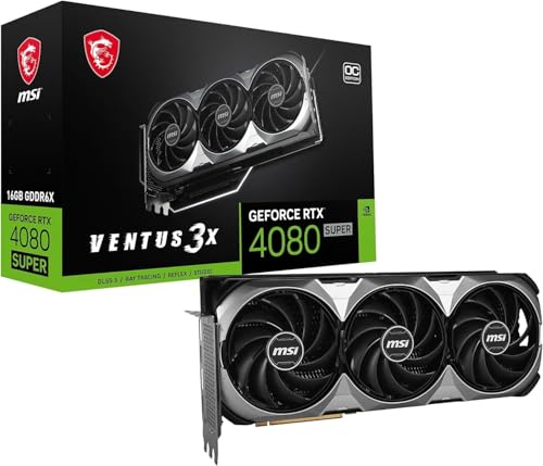 MSI GeForce RTX 4080 SUPER 16G Ventus 3X OC Grafikkarte - NVIDIA RTX 4080 GPU, 16GB GDDR6X (23Gbps/256-bit), PCIe 4.0, 3X TORX Fan 4.0, HDMI 2.1a, DisplayPort 1.4a von MSI