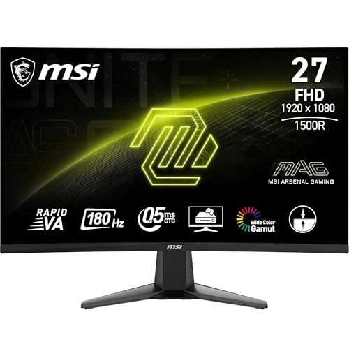 MSI MAG 27C6F 27 Zoll FHD Curved Gaming Monitor - 1500R 1920 x 1080 Rapid VA Panel, 180 Hz / 1ms (GtG), Adaptive-Sync - DP 1.2a, HDMI™ CEC von MSI