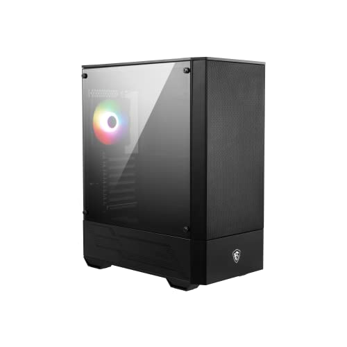 MSI MAG Forge 111R Mid-Tower ATX Gehäuse (2X USB 3.0 Anschluss, 1x 120mm A-RGB Fan mit Controller im Lieferumfang, schwarz, RGB) MAGFORGE111R von MSI