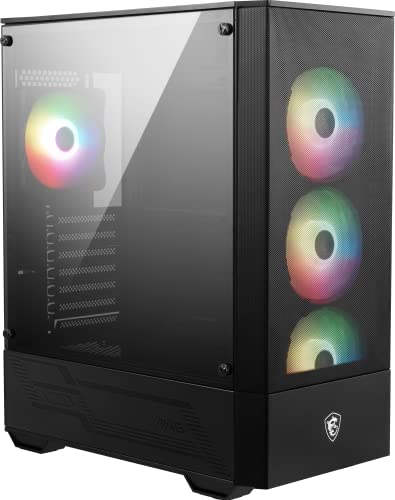 MSI Mid-Tower PC-Gaming-Gehäuse – Seitenwand aus gehärtetem Glas – 4 x 120 mm aRGB-Lüfter – Flüssigkeitskühlung unterstützt bis zu 240 mm Kühler x 1 – MAG Forge 112R von MSI