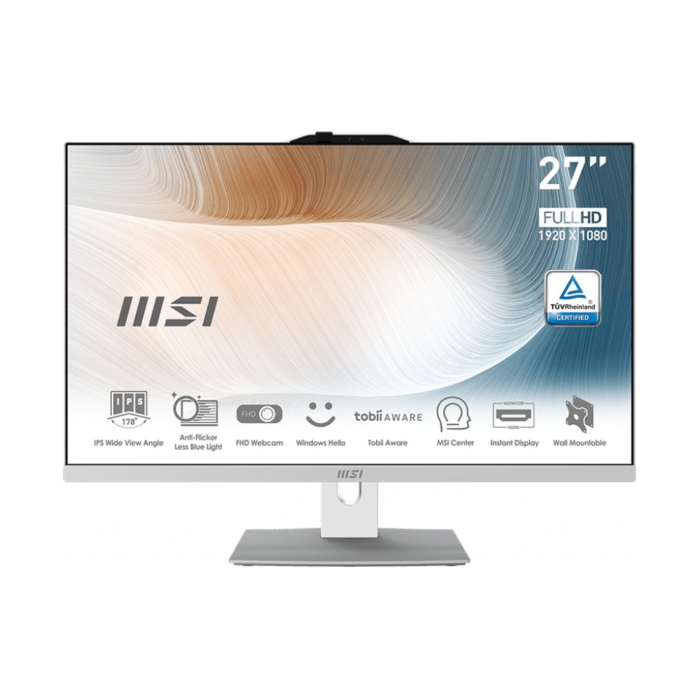 MSI Modern AM272P 1M-838DE All-in-One weiß 27" FHD Display (68,6cm), Intel i5-120U, 8GB RAM, 512GB SSD, Intel Grafik, Windows 11 Pro von MSI