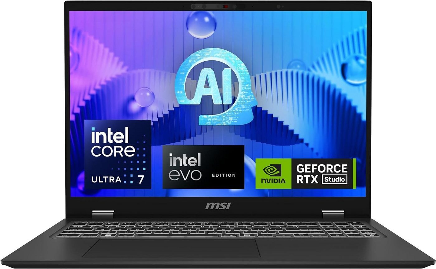 MSI Prestige 16 AI Studio 40,6 cm Notebook (Intel, RTX 4060, 1000 GB SSD, QHD+, 7 155H, 32 GB LPDDR5 RAM, GeForce RTX 4060, QWERTZ Tastatur) von MSI