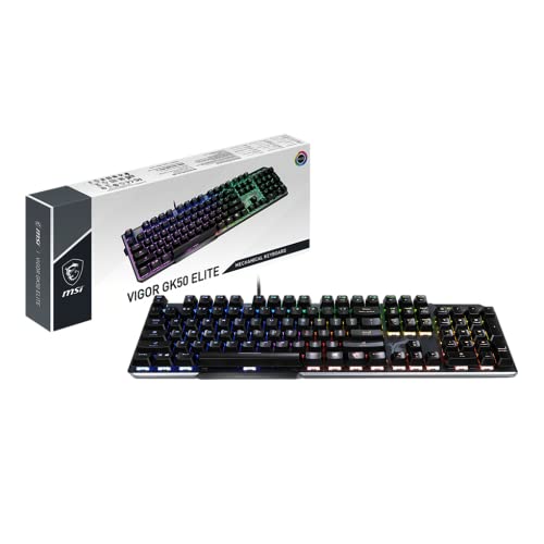 MSI VIGOR GK50 ELITE BW US LAYOUT Gaming Tastatur QWERTY (kabelgebunden, Kailh Box White Switch, schwarz, RGB pro Taste) von MSI