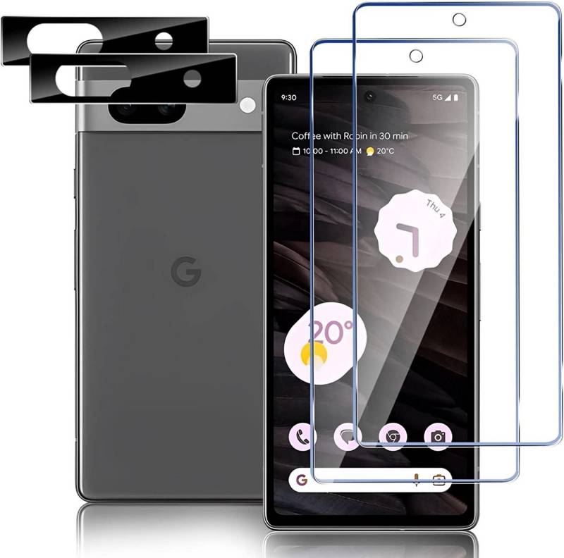 MSM Displayschutzglas 2X Schutzglas (Display + Kamera) für Google Pixel 7A Panzerfolie von MSM