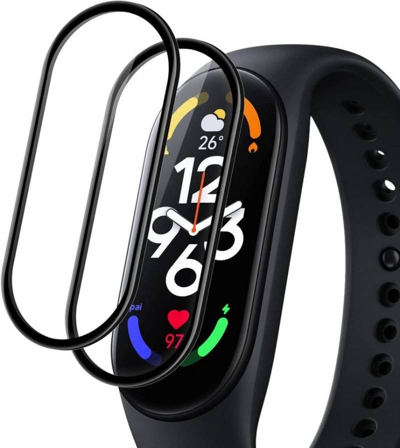 MSM Schutzfolie 2X 3D Schutzglas Glasfolie für Xiaomi Mi Band 7 Panzerfolie Display Full Screen Curved von MSM