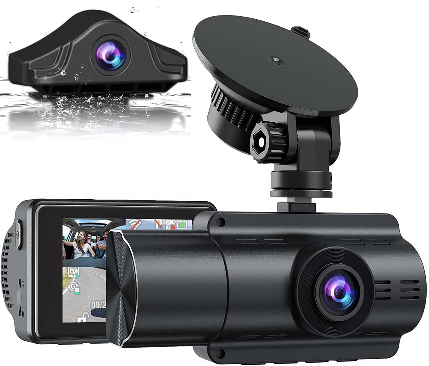 MSOVAEU 4K Dashcam Auto,3 Kanal 4K+1080P+1080P vorne hinten innen Autokamera Dashcam (4K Ultra HD, WLAN (Wi-Fi), 2-Zoll-IPS Bildschirm,140 ° Weitwinkel WDR,Infrarot Nachtsicht, Loop-Aufnahme, G-Sensor, Parküberwachung,Unterstützt 256G Max) von MSOVAEU