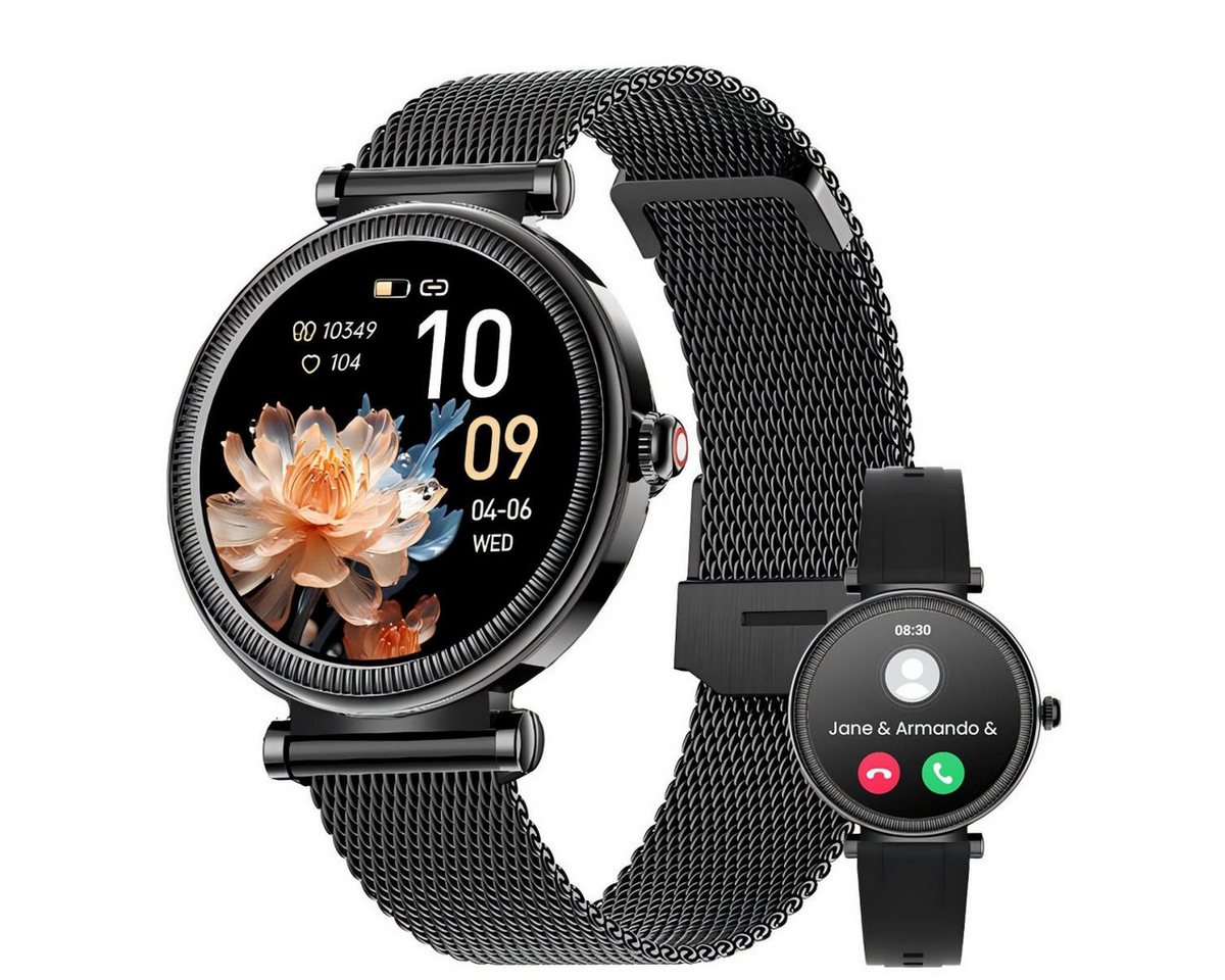 MSOVAEU Smartwatch, Fitness Tracker uhr mit Anruffunktion für Damen und Herren Smartwatch (Rundes 1.27-Zoll-HD-Full-Touch-Farbdisplay Zoll) Gesundheits-Smartwatch mit Blutsauerstoff, Blutdruckmessung, Herzfrequenz, Schlafqualität, Schrittzähler, Atemtraining, Musiksteuerung und Fernfotografie etc, 24/7 Pulsmesser, IP67 Wasserdicht Sportuhr, für Android IOS von MSOVAEU