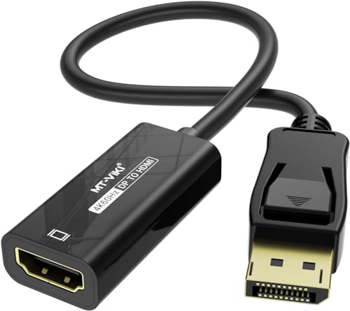 MT-VIKI 4K60Hz DisplayPort auf HDMI Adapter, Unidirektionaler DP auf HDMI Adapter Vergoldeter Stecker DisplayPort zu HDMI Monitor Plug & Play Kompatibel für Desktop Laptop Lenovo HP Dell AMD usw von MT-VIKI