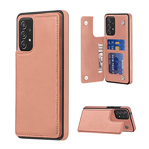 MTRONX Brieftasche Hülle für Samsung Galaxy A52 A52S 5G, PU Leder Flip Wallet Case Cover mit Kartenfach Standfunktion Magnetische, Ledertasche Handyhülle Schutzhülle – Roségold (WBC-RG) von MTRONX