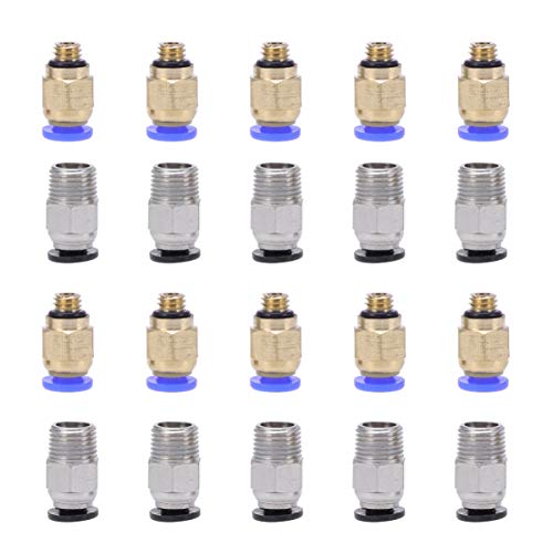 MUCKLILY 20 Stück Pneumatischer Push Stecker Schwalbenschwanz 3D Drucker Push Stecker Gerader Pneumatischer Stecker 3D Drucker Pneumatischer Stecker 3D Drucker Stecker Golden von MUCKLILY