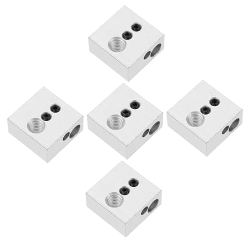 MUCKLILY 5St Druckerheizblock Heizblock für 3D-Drucker Extruderteile 3d drucker zubehör 3d drucker heizblock Hitzeblock 3D-Druckerteile Extruder-Heizblock 3D-Druckteile Aluminium Silver von MUCKLILY