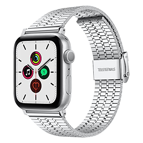 MUEN Kompatibel für Apple Watch Armbänder Technologie Edelstahl Bänder Ersatz Zubehör Kompatibel für iWatch Serie 3,4,5,6 von MUENShop