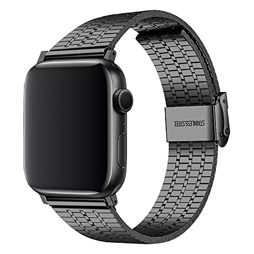 MUENShop Kompatibel für Apple Watch 45 44 42 40 41 38 49mm Armbänder Technologie Edelstahl Bänder Ersatz Zubehör Kompatibel für iWatch Serie 3,4,5,6,7,8,9 von MUENShop