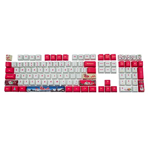 Weihnachtsthema Tastenkappen Farbsublimation OEM-Profil für MX Switch DZ60 GK61 SK61 108 Tasten Mechanische Tastatur-Tastenkappen Tastenkappen Elektronisches Spiel Weihnachten Thema Tastenkappen von MULAIDI