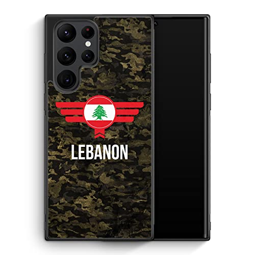 Libanon Lebanon Camouflage mit Schriftzug - Silikon Hülle für Samsung Galaxy S22 Ultra - Motiv Design Militär Military - Cover Handyhülle Schutzhülle Case Schale von MUNIQASE