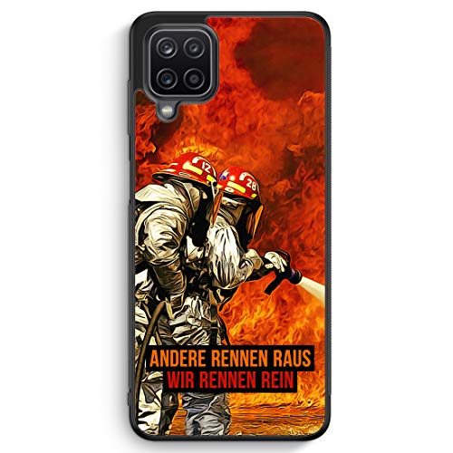 MUNIQASE Andere Rennen Raus - Wir Rennen Rein Feuerwehr - Silikon Hülle für Samsung Galaxy A12 - Motiv Design Feuerwerhmann Cool - Cover Handyhülle Schutzhülle Case Schale von MUNIQASE