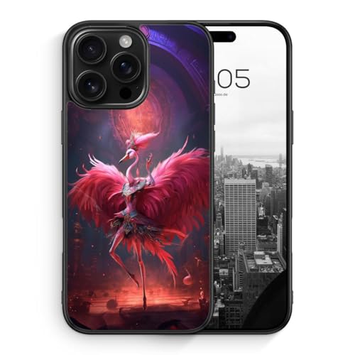 MUNIQASE Ballerina Flamingo - Silikon Hülle für iPhone 16 Pro Max - Schöne Tier Flamingo Ballerina Schutzhülle Handyhülle Case Cover von MUNIQASE