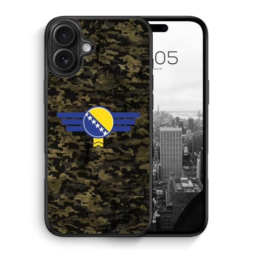 MUNIQASE Bosna Bosnien Camouflage - Silikon Hülle für iPhone 16 - Militär Camouflage Bosnische Schutzhülle Handyhülle Case Cover von MUNIQASE