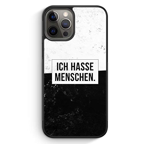 MUNIQASE Ich Hasse Menschen - Silikon Hülle für iPhone 12 Pro - Motiv Design Cool Witzig Lustig Spruch Zitat Grunge - Cover Handyhülle Schutzhülle Case Schale von MUNIQASE