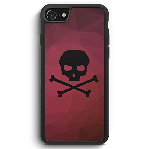 MUNIQASE Totenkopf Skull Rot-Schwarz - Silikon Hülle für iPhone SE 2022 - Motiv Design Grunge - Cover Handyhülle Schutzhülle Case Schale von MUNIQASE