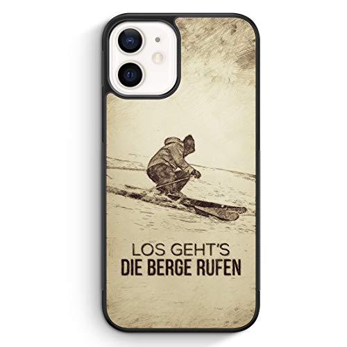 MUNIQASE Vintage Los Geht’s Die Berge Rufen Ski - Silikon Hülle für iPhone 12 - Motiv Design Spruch Cool Sport Schön - Cover Handyhülle Schutzhülle Case Schale von MUNIQASE