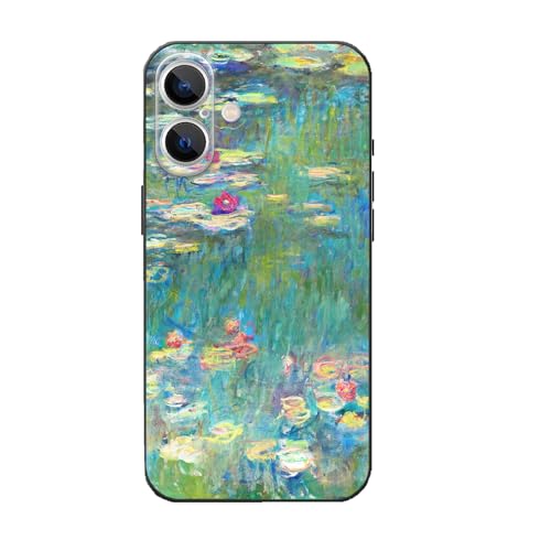 MURLEBAY Kompatibel mit iPhone 16 Hülle, Monet Hülle Berühmte Kunst Seerosen Vintage Blume Stoßfest Schutzhülle von MURLEBAY