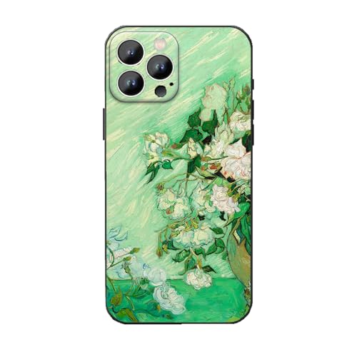 MURLEBAY Kompatibel mit iPhone 16 Pro Max Hülle, Vintage-Rosen-Blumen-Handyhülle, Ganzkörper-Schutzhülle, weich, schlank von MURLEBAY