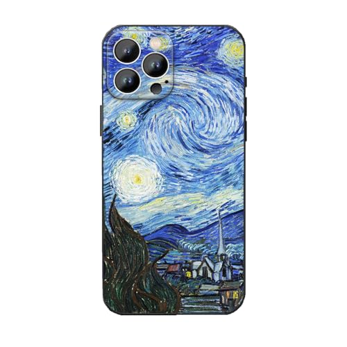 MURLEBAY Schutzhülle für iPhone 16 Pro, Motiv: Sternennacht von Van Gogh, berühmte Kunst, ästhetisch, schlank, weich, stoßfest, Schutzhülle von MURLEBAY