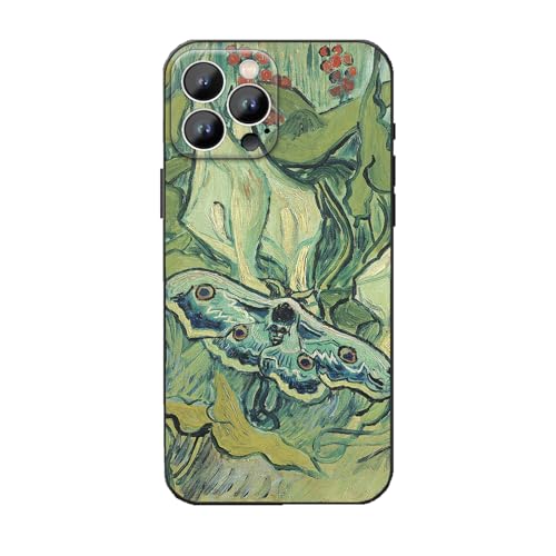 MURLEBAY Schutzhülle für iPhone 16 Pro Max, Motiv: Toller Pfauenmotte von Van Gogh, Impressionistische Kunst, coole Insekten, weiche TPU-Handyhülle von MURLEBAY